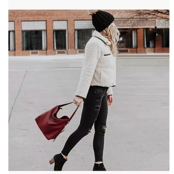 Fossil Maya Leather Hobo Crossbody/Shoulder Bag Burgundy - Picture 1 of 16